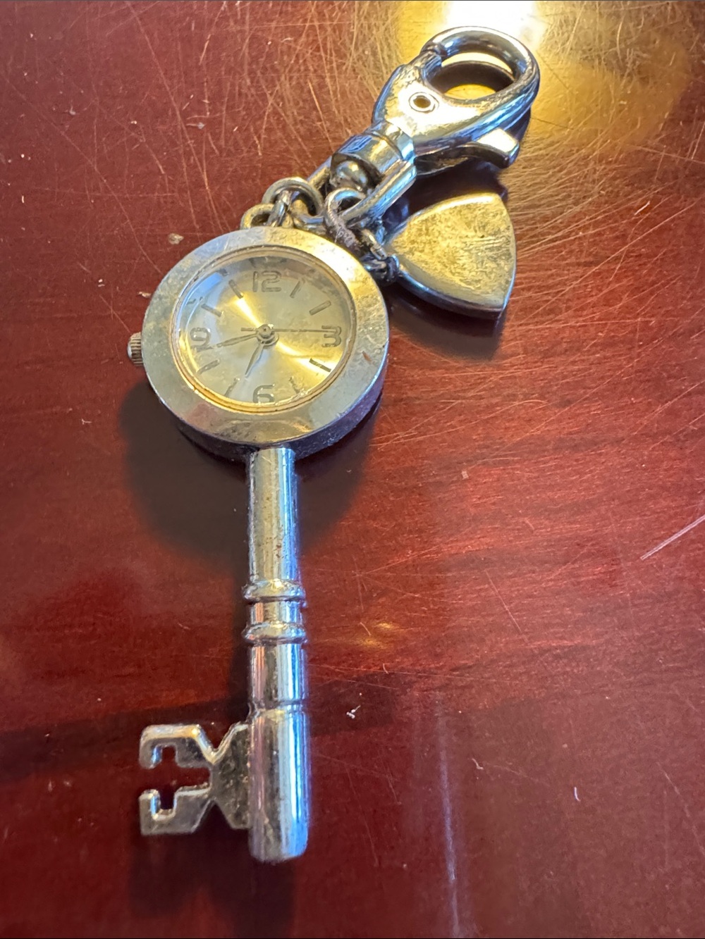 Silver Key Charm Watch Keychain - Women's Accessory